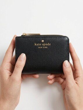 Kate Spade New York Women’s Black Pebbled Leather Bifold Wallet Zip Around